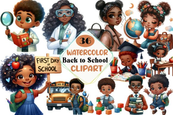 Black Kids Back to School Clipart: Fresh Designs for Your Projects