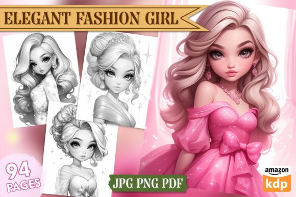 Cute Elegant Fashion Girl Coloring Vol-2: A Design Asset for Relaxation and Branding