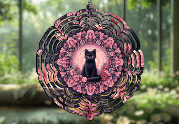 Floral Mandala Black Cat Wind Spinner: A Guide to Its Visual Charm