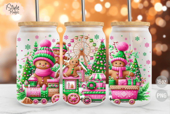 Gingerbread Christmas 16 Oz Glass Wrap: Festive Sublimation Design