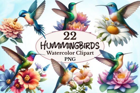 Hummingbirds Sublimation Clipart: Vibrant Design Assets