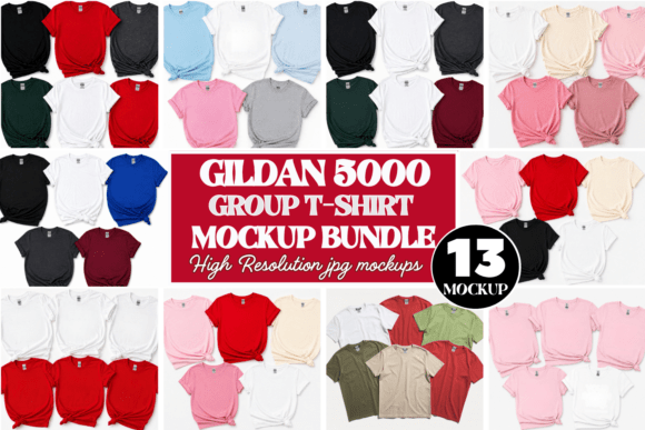 Master Group Shots: Gildan 5000 Mockup Bundle