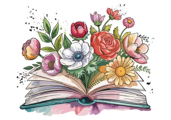 Open Book Silhouette with Flower T-shirt: Creative Design Guide