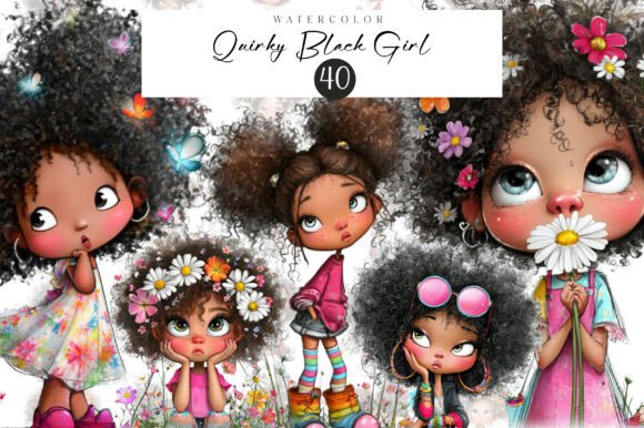 Quirky Black Girl Clipart: 40 Bold Designs for Creative Projects