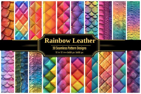 Rainbow Quilted Leather Texture Bundle: Bold Color for Creative Projects