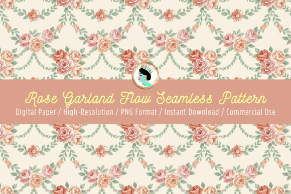 Rose Garland Seamless Pattern: French Country Elegance for Your Projects