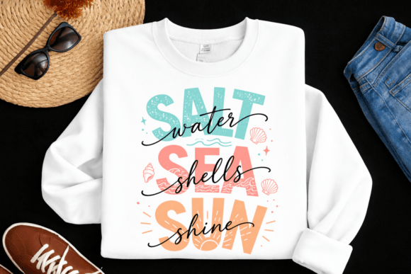 Salt Water Sea Shells Sunshine PNG Shirt: Coastal Design Ready