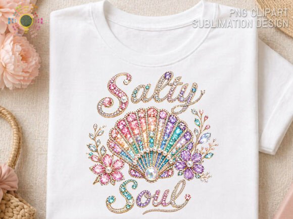 Salty Soul Jeweled Seashell Beach PNG: Adding Coastal Glamour to Your Projects