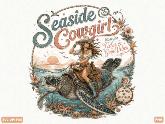 Seaside Cowgirls Coastal Western PNG: A Creative Asset for Modern Projects