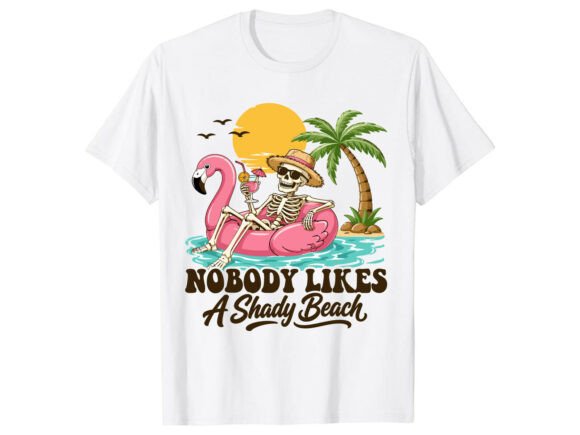 Shady Beach Skeleton Summer T-Shirt: Humor Meets Tropical Style