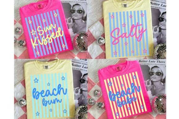 Stripe Beach PNG Bundle: Retro Summer Vibes for Your Projects