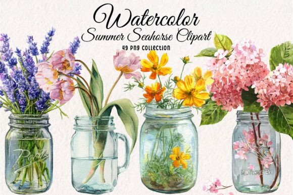 Watercolor Flower Mason Jar Clipart: A Creative Asset Guide