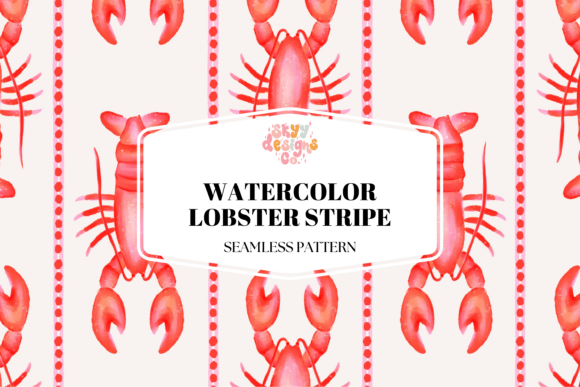 Watercolor Lobster Stripe: A Pattern for Coastal Creativity