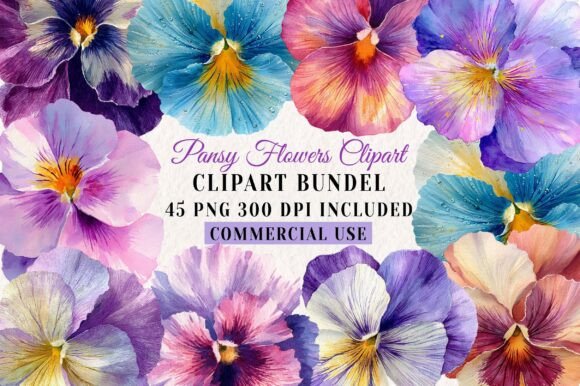 Watercolor Pansy Flowers Clipart: A Fresh Take on Floral Design